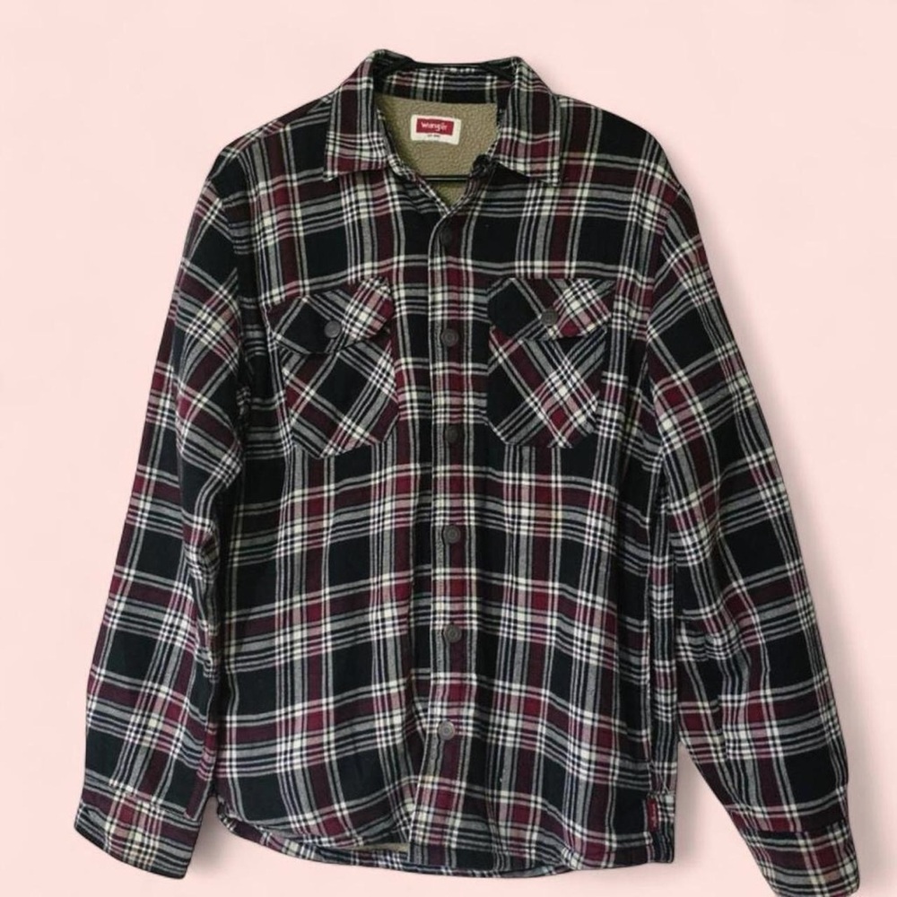 Men’s Wrangler Sherpa Lined Plaid Shacket Small